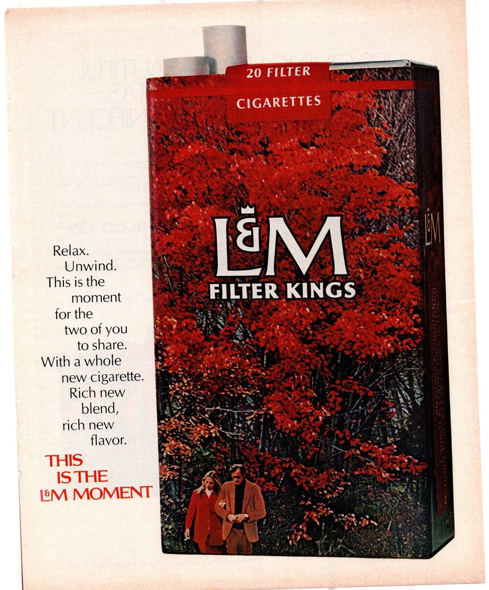 L&M Filter King Cigarettes / Philco Console Stereo Advertisement Vintage 1960s